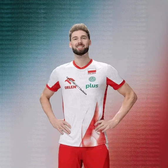 2026 Summer New High-Performance Sports Poland Volleyball Casual T-Shirt Boys' Quick-Drying Poland Volleyball Team Jersey