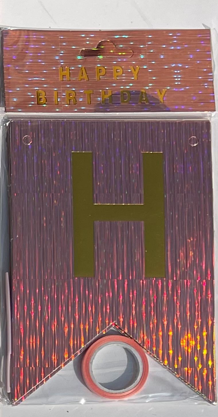 HAPPY BIRTHDAY fiesta de cumpleaños en inglés diseño diagonal de bandera de cola de mermaid letras banderas de color