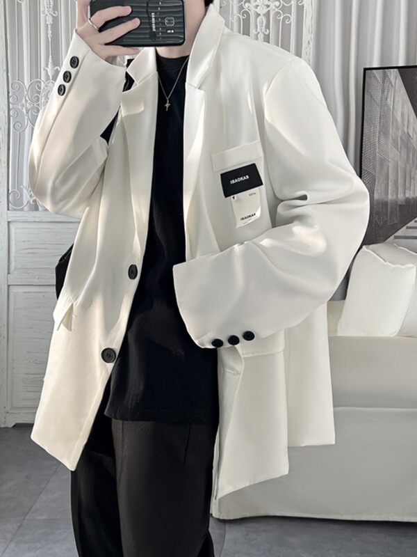 British Yuppie Men's White Suit Thug Men's Jacket Autumn Thin Cool Style High-End Trendy Brand Handsome Suit