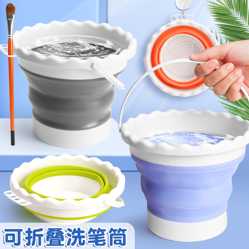 Rinse pen container wash pen container art raw special gouache bucket silicone bucket traditional Chinese painting bucket foldable brush bucket Rinse pen container wash pen container art raw special gouache bucket silicone bucket traditional Chinese painting bucket foldable brush bucket