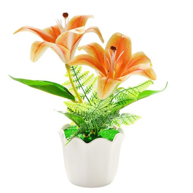 Flores falsas dos extremos sensación de lirio flor de simulación bonsai flor de moda decoración creativa plantación verde artificial simulación maceta