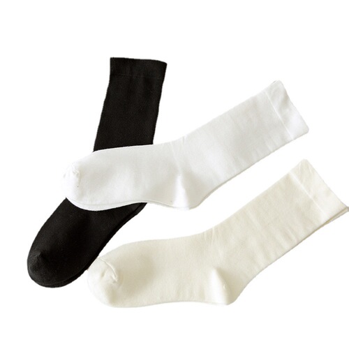 White unboned postpartum socks, women's mid-calf socks, pure cotton, trendy, soft and fluffy, loose mouth long socks, black, puffy socks