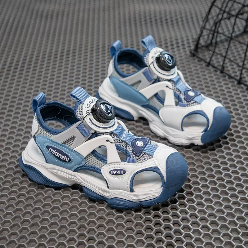 2025夏新款儿童凉鞋软底透气防滑耐磨沙滩鞋旋转纽扣鞋子一件起批