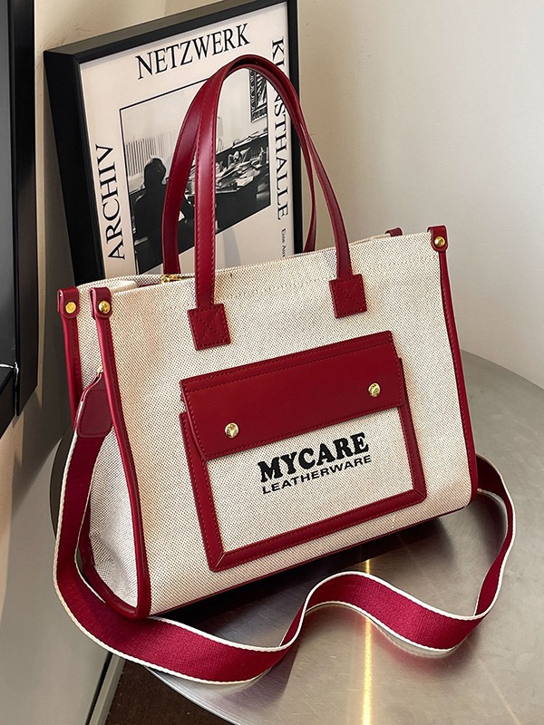 Bolso de hombro retro de tela con colores contrastantes para mujer, nuevo bolso cruzado de gran capacidad para el día a día, ideal para comercio transfronterizo.