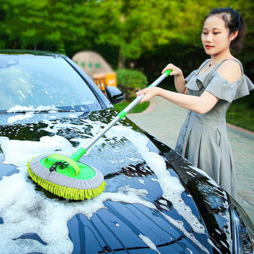 Auto supplies retractable three-section chenille car wash mop wax brush duster car cleaning car wash wax mop