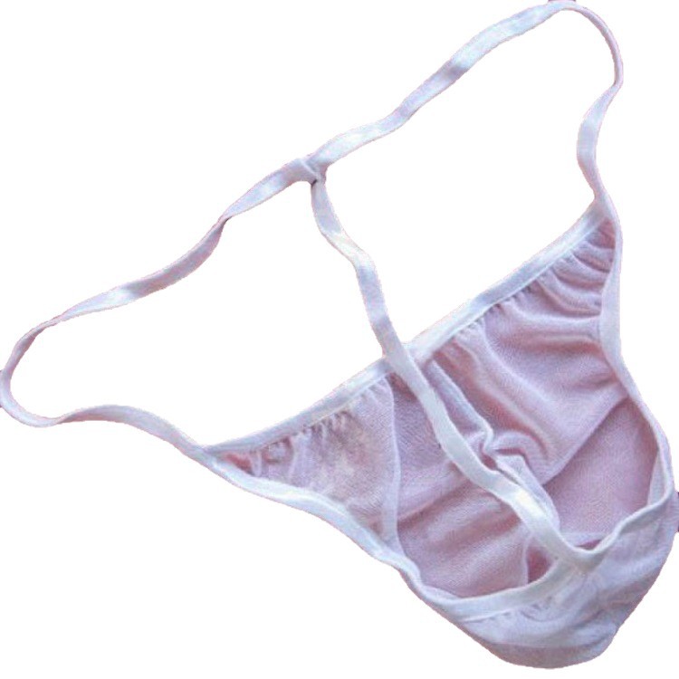 Men's Mesh Thong T-Pants Sexy Temptation See-Through U-Shaped Pouch Underwear Lingerie_voghion.com
