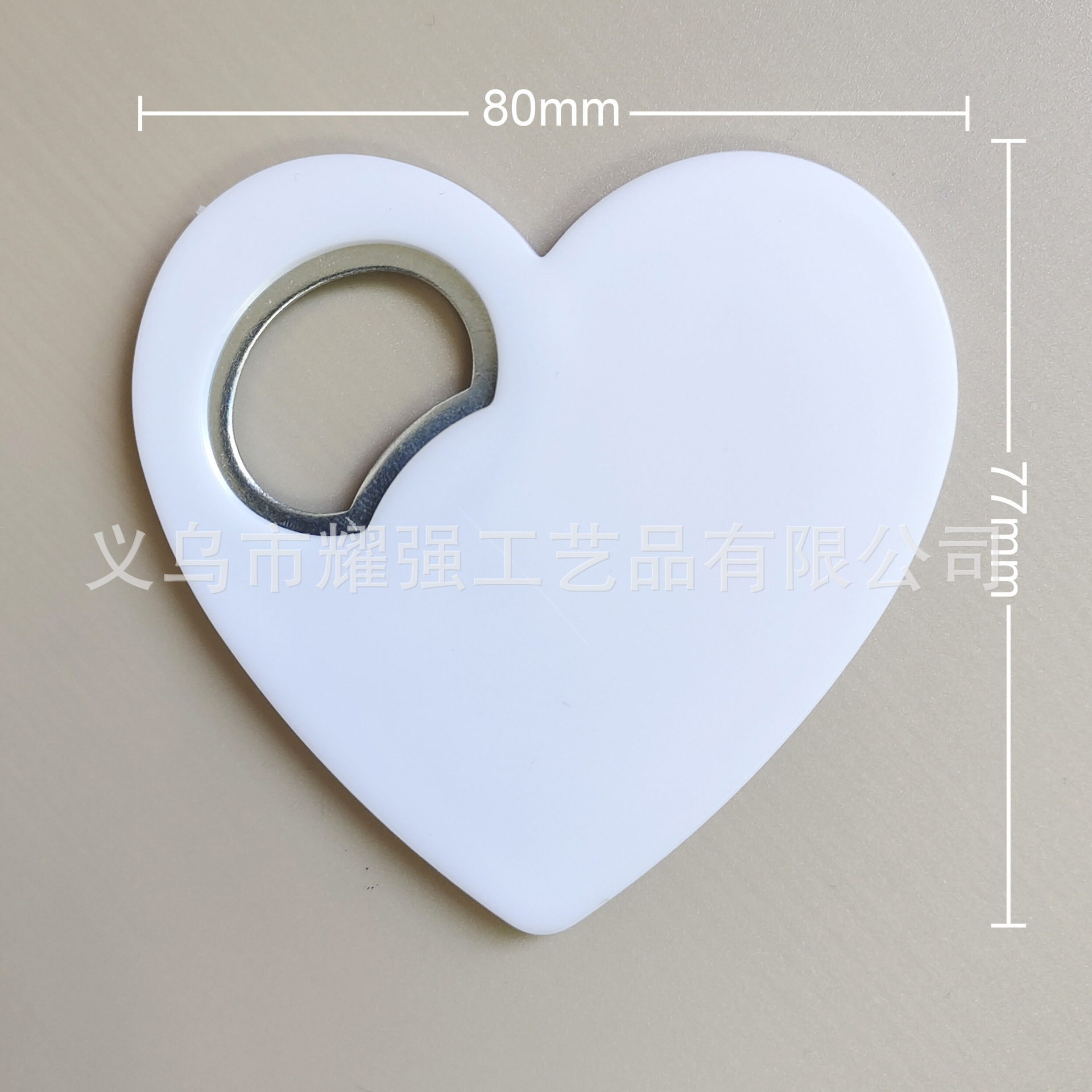 Abridor de botellas con forma de corazón de Amazon, de plástico, imprimible con UV, publicitario, creativo, para bodas, recuerdo, imán.