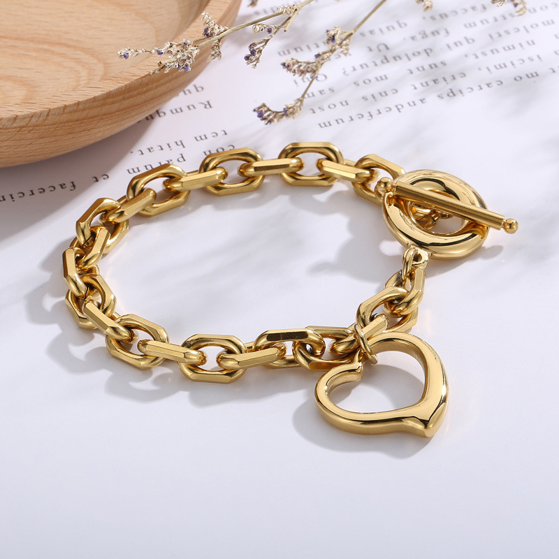 60g Weight PVD Coated Gold Plating Process 18K Real Gold Plated Plating Material Wedding, Travel Occasion 304 Stainless Steel Material PVD Coated 18K Gold Plated Heart Titanium Steel Fashion Waterproof Non Tarnish