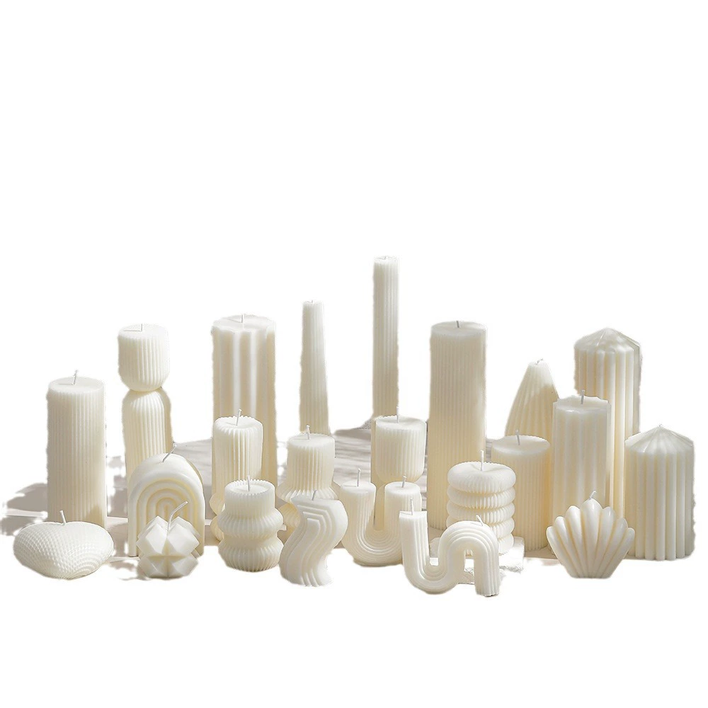 Aromatherapy candle handmade white geometric 40, nordic style decorative shapes