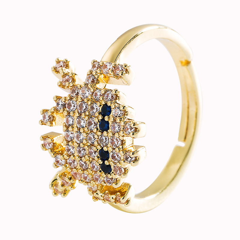 fashion brass gold-plated micro-inlaid zircon geometric ring