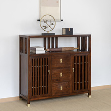 新中式实木餐边柜轻奢门厅入户玄关装饰柜禅意茶水柜三抽两门储物