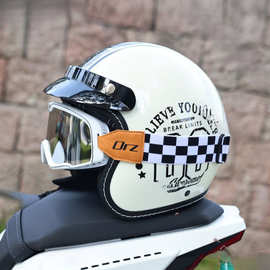 认证复古哈雷摩托车头盔男女电动踏板冬季半覆式/半盔夏季赛车无