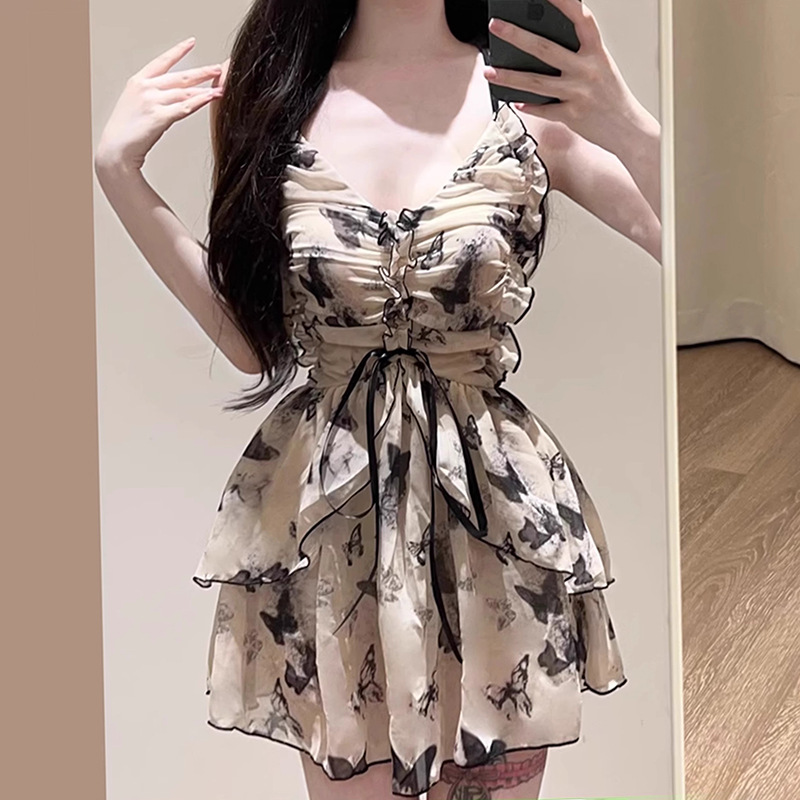 New Women's Retro Conservative Swimsuit Covers Tummy Slimming One Piece Backless Beach Skirt Style Flat Shoulder For Hot Springs_ecoleips.com