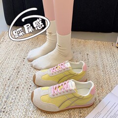 复古做旧德训鞋女2025春夏新款前系带百搭拼色平底休闲运动阿甘鞋