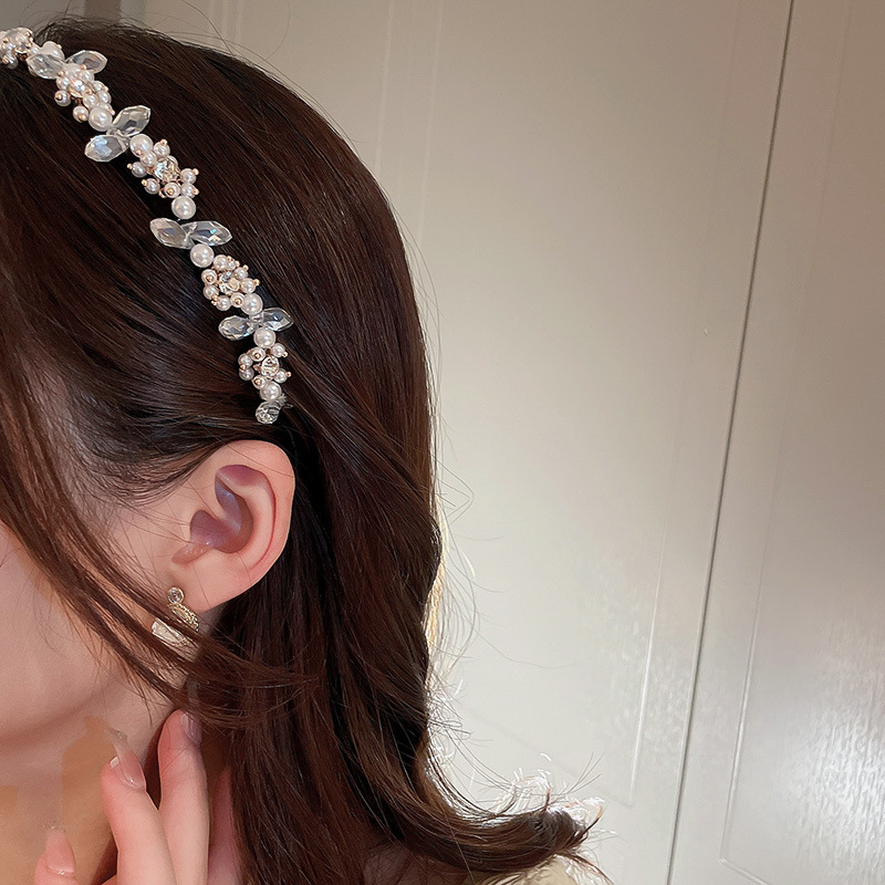 Fashion Flower Metal Inlay Artificial Pearls Rhinestones Hair Band 1 Piece display picture 16