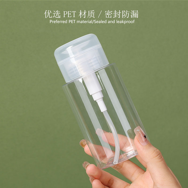 100 / 120 / 150 / 200ml botella de maquillaje de manicura PET botella de desmaquillaje de plástico transparente botella de prensado image 4