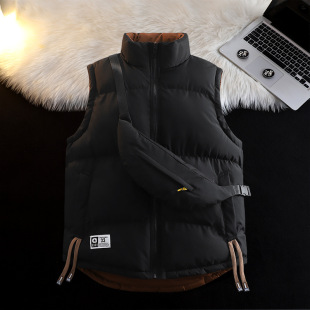 Cross-Border 2025 Winter Reversible Stand Collar Thickened Vest Men's Outerwear Sleeveless Warm Jacket Trendy