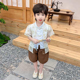 汉服男童套装2024新款儿童中国风新中式古装小男孩夏季国学服唐装