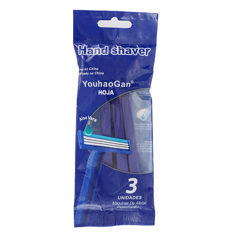 Comercio exterior Venta caliente de acero inoxidable de tres capas hoja de afeitar desechable maquinilla de afeitar de los hombres 3 paquete en stock