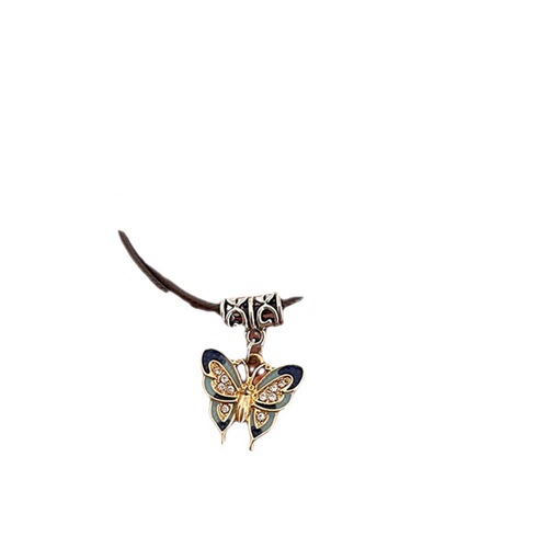 Retro Leather Rope Butterfly Pendant Necklace for Women  New Trendy Niche Design Clavicle Chain Sweet Cool Hot Girl Necklace