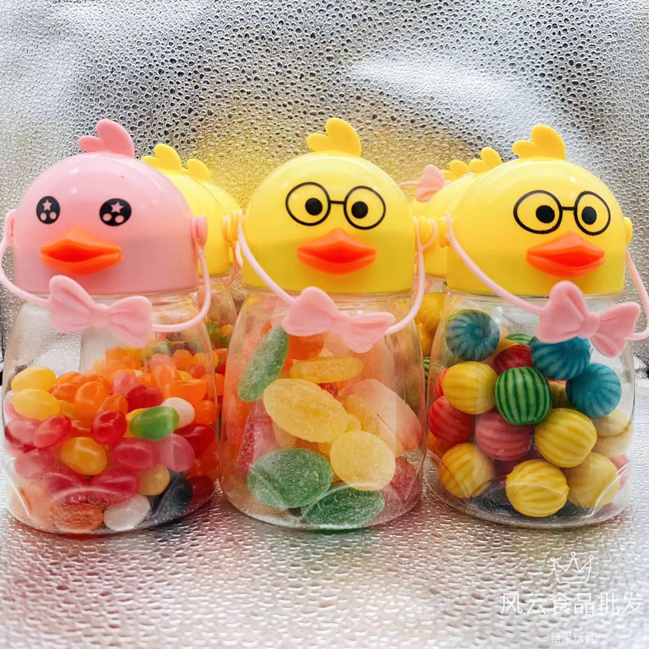 仙果园 瓶装小鸡造型 软糖/泡泡糖/吉利豆糖 儿童糖果玩具批发