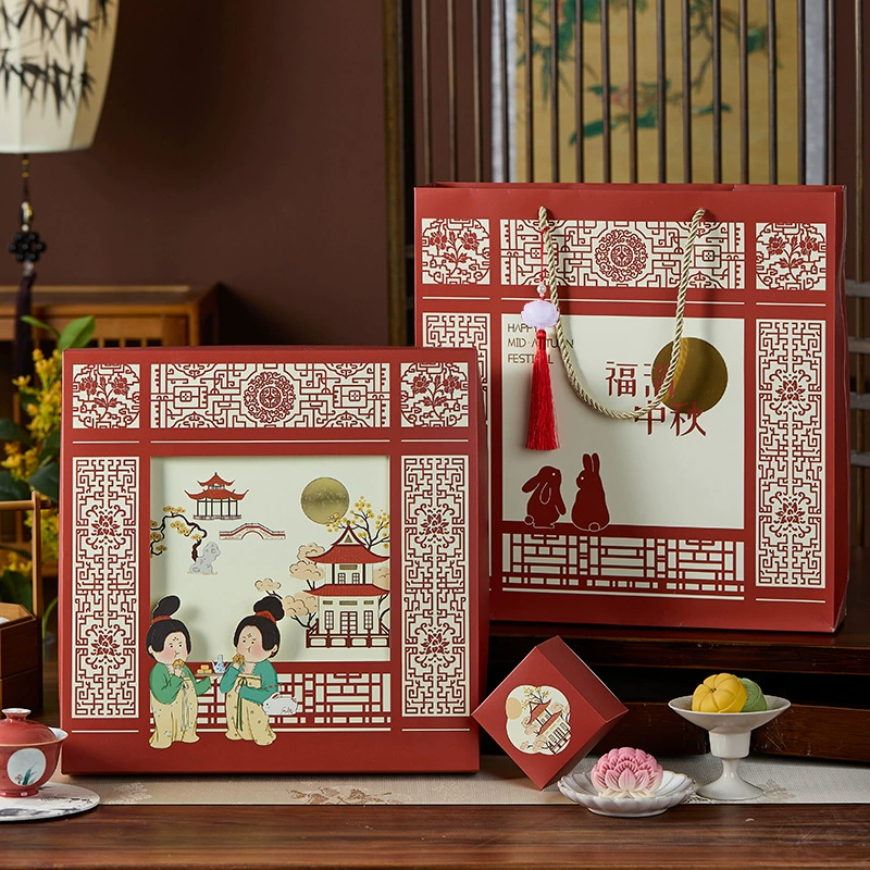 Подарочная коробка для лунных пряников 2025 года, новый дизайн в стиле шинуазри, 8- и 6-местная, для яичного желтка, высококачественная упаковка для бизнеса, подарок на середину осени