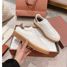 外贸真皮平底小白鞋男拼色复古德训鞋新款系带休闲板鞋运动男鞋