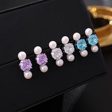 《货号9797》简约百搭珠珠方糖耳环