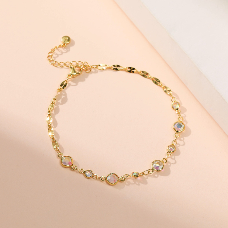 Simple Copper Color Zircon Adjustable Fine Anklet Wholesale Jewelry Nihaojewelry display picture 11