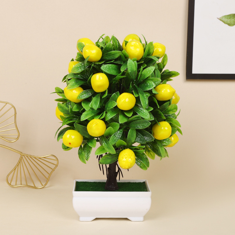 Simulación de frutas en maceta árboles ricos manzanas naranjas escritorio de imitación de plantas verdes diseño de alto nivel ornamentos en maceta