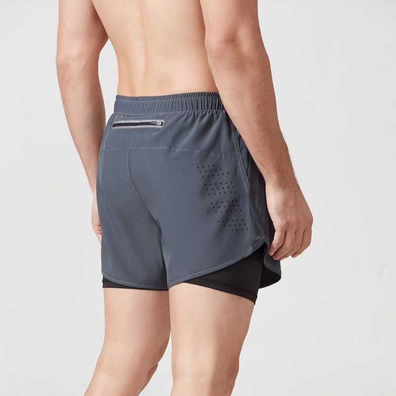 Men's two-in-one running sports pants with lining, quick-drying, breathable, anti-exposure, suitable for running, fitness, and casual wear, high elasticity, three-quarter length shorts Men's two-in-one running sports pants with lining, quick-drying, breathable, anti-exposure, suitable for running, fitness, and casual wear, high elasticity, three-quarter length shorts