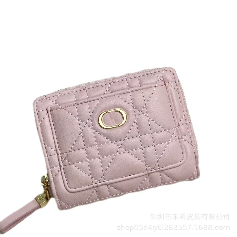 Black Diamond Pattern Fashionable Short Zipper Wallet, Popular Mini Multi-Card Slot Two-In-One Genuine Leather Coin Purse Cross-Border Black Diamond Pattern Fashionable Short Zipper Wallet, Popular Mini Multi-Card Slot Two-In-One Genuine Leather Coin Purse Cross-Border