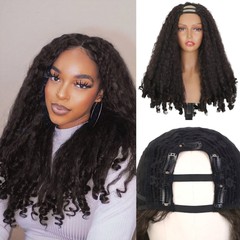 クロスボーダーウィッグ女性用黒ふわふわU字焼きネジカーリーロングカーリーヘアクリップヘアハーフヘッドギアUパートウィッグ