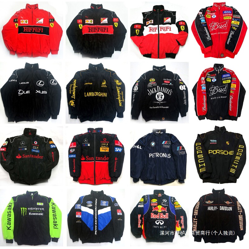 Racing Suit Winter Cotton Clothing Cycling Suit American Jacket Men's Baseball Suit Women's Motorcycle Jacket Style Retro Ready Stock