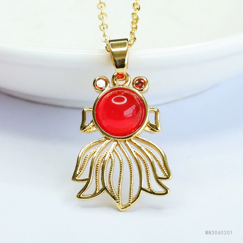 Yuyu Агат Кулон халцедон Золотая рыбка Кулон Ожерелье Женщины оптовая продажа от имени MN3060201