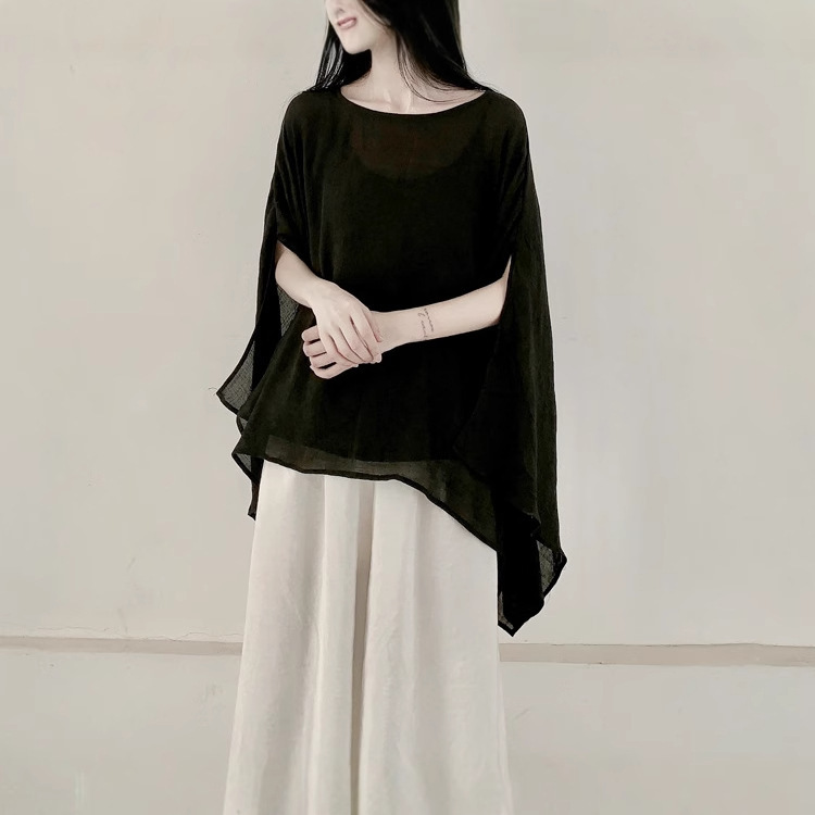 Spring and summer homemade please cold wind Zen Joker sunscreen design open shoulder shirt 3 colors