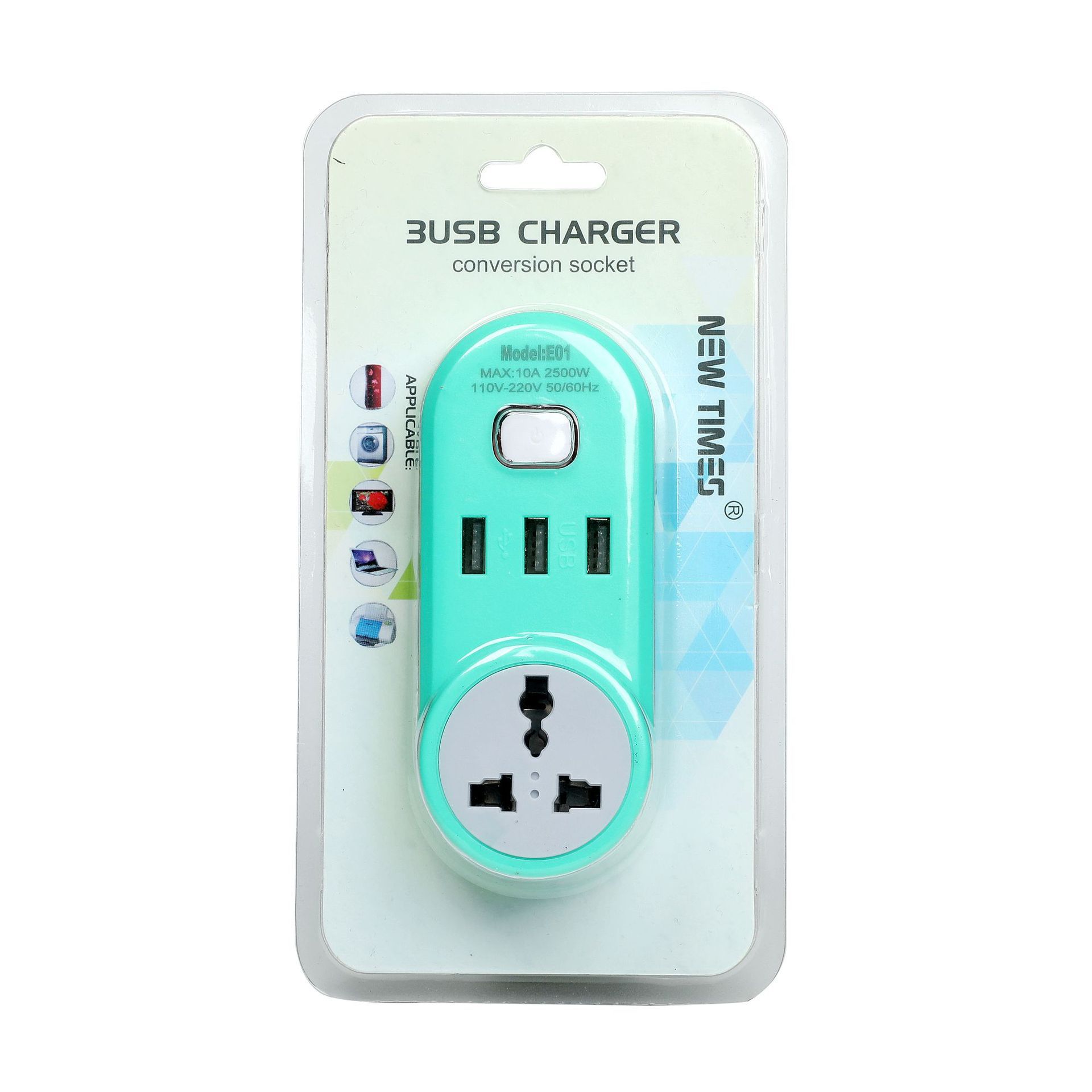 E02 # E01 # 3USB conversion socket enchufe de conversión de dos orificios paquete de tarjeta de succión extranjera