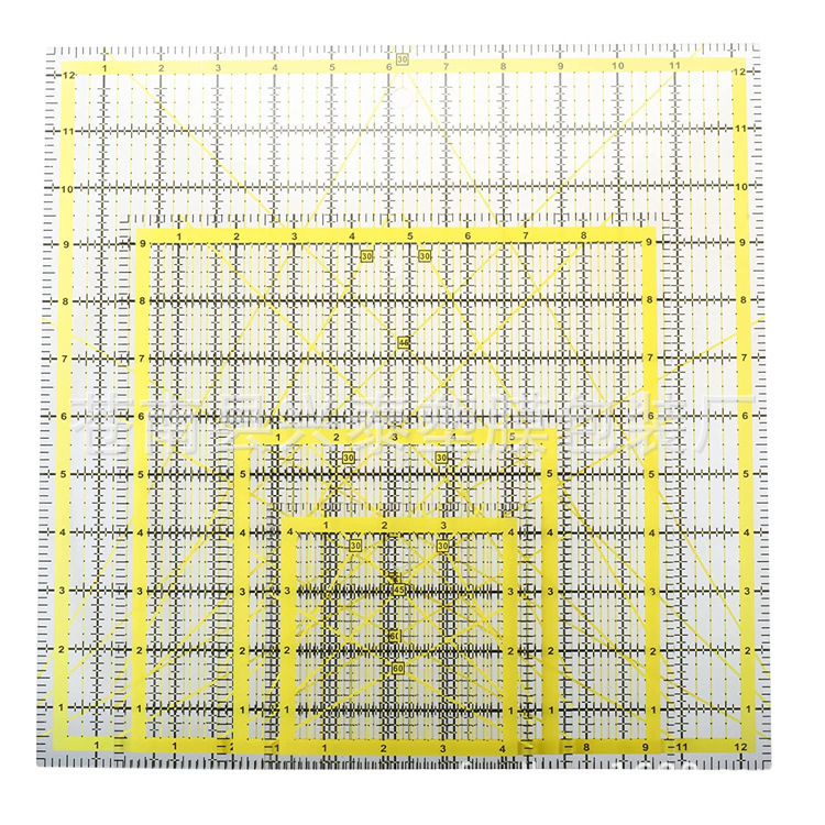 4 regla cuadrada plantilla acolchada acrílica corte regla de patchwork venta directa de fábrica rosa amarillo azul cuatro colores stock