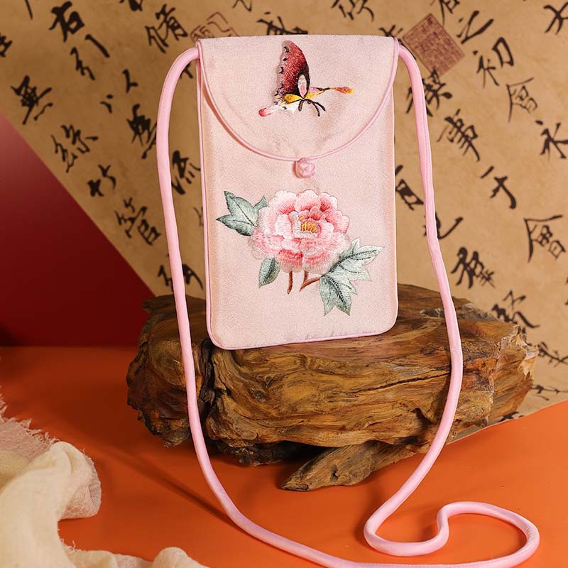 [Pedido al por mayor] Bolso de teléfono móvil bordado de estilo chino Nuevo bolso de teléfono móvil bordado Su de estilo chino Bolso de lona bordado Bolso diagonal