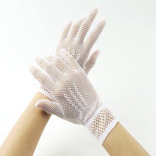 Cross-Border Bridal Wedding Gloves Fishnet Full-Finger Wedding Dress Lace Sexy Hollow Women's Stage Performance Gloves