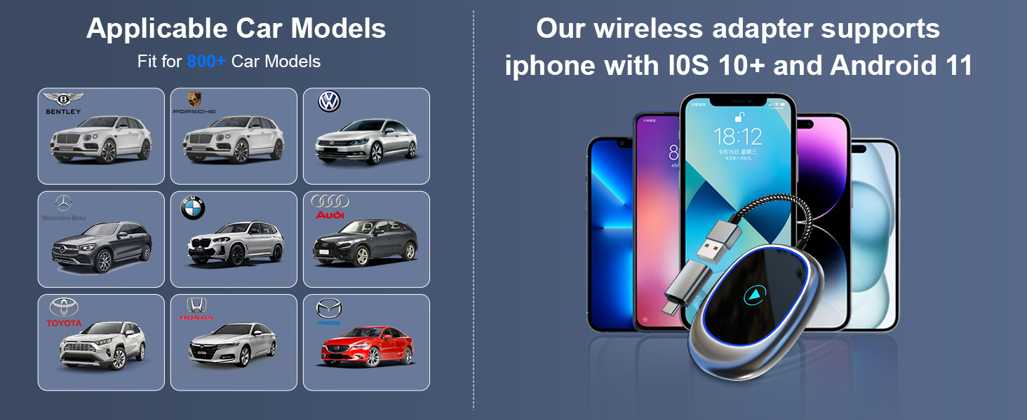 Cross-border CarPlay box 2-in-1 wired to wireless Apple Android Android Auto car connectivity box
