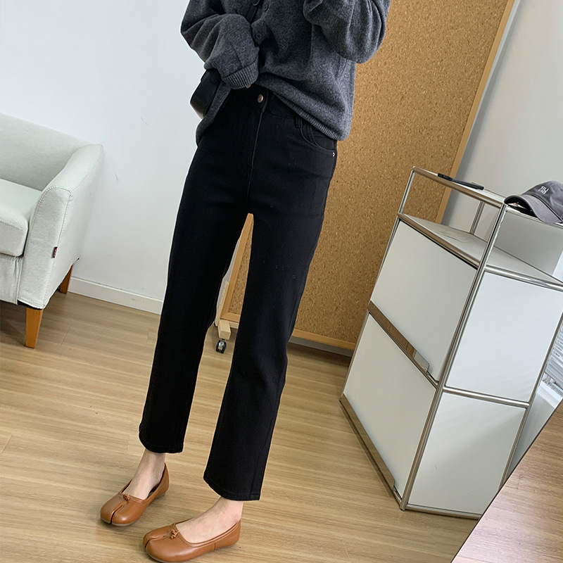 Ace Straight Four-sided Baguette Jeans Women's Autumn New High Waist Slimming Straight Small Men Smoke Tube Pants Ace Straight Four-sided Baguette Jeans Women's Autumn New High Waist Slimming Straight Small Men Smoke Tube Pants
