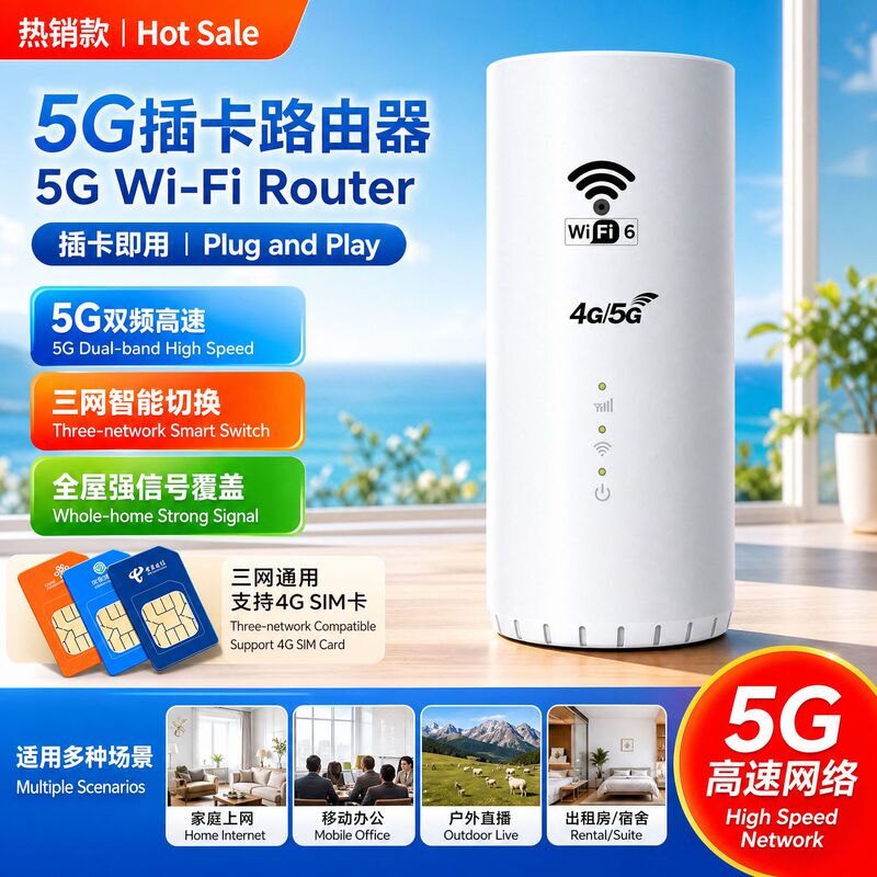 Plug-In Router Vertical Type Round Cpe Wireless Router Universal for Three Networks Wifi