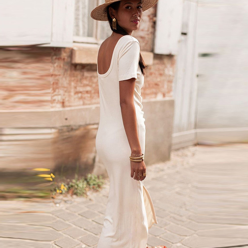 French Style V-neck Short Sleeve Dress Women