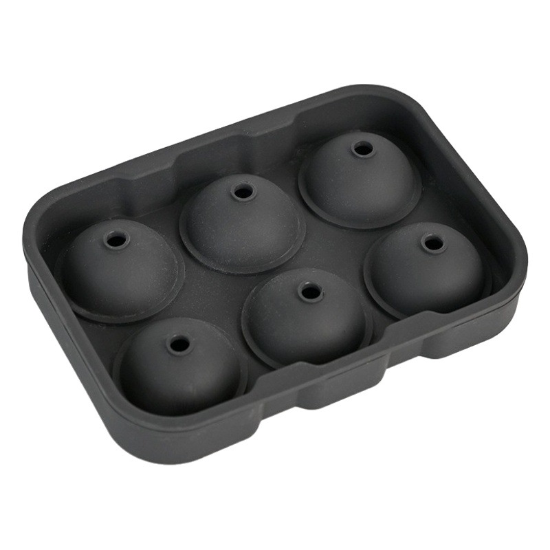 En stock 4 hoyos de 6 hoyos de silicona molde de hockey sobre hielo hogar bola grande molde de cubo de hielo whisky redondo caja de hielo congelado rápido