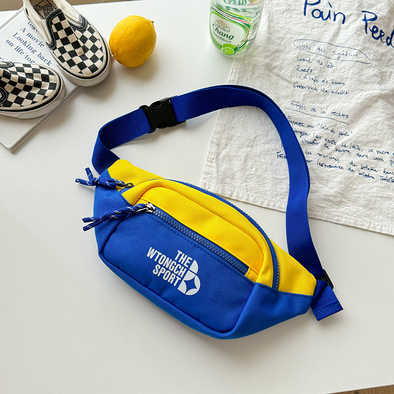 Bolso de pecho para niños y niñas de moda coreana, letras de estilo occidental, bolso de mensajero para niños de color de contraste de moda, nuevo bolso para niños de comercio exterior