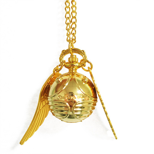 Harry Potter Pocket Watch Golden Snitch Angel Wing Ball Love Pocket Watch Angel Ball Retro Pocket Watch Necklace Watch