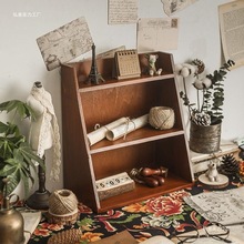 杂物收纳办公桌实木收纳盒多层香水化妆品置物架桌面整理架