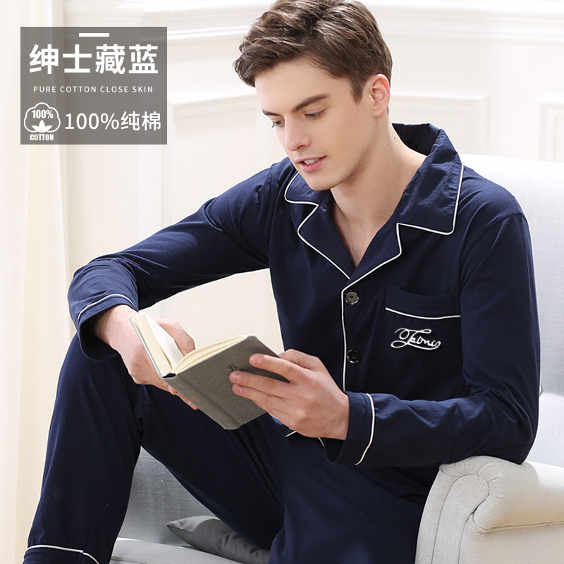 Pijamas de los hombres primavera y otoño más tamaño % algodón manga larga 2022 nuevo traje casual desgaste del hogar se puede usar fuera