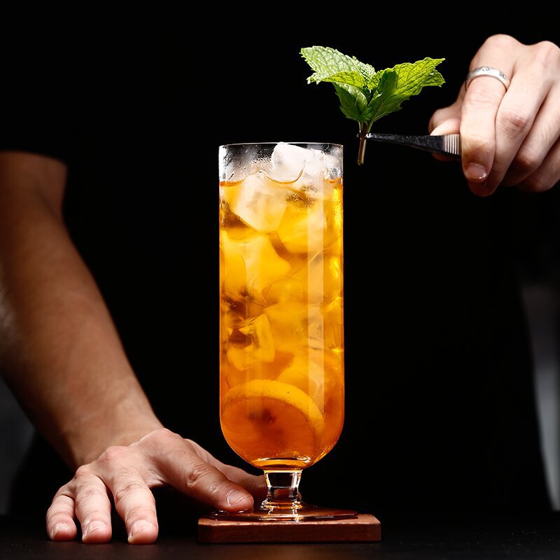 Creative glass cocktail cups Japanese Collins cups short-stemmed straight cups long drink cups highball cups iced tea cups juice cups